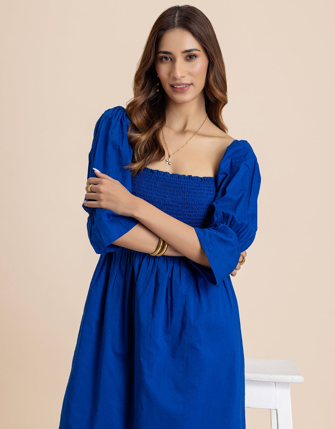 Square Neck Multi-Wear Style Midi Dress For Women