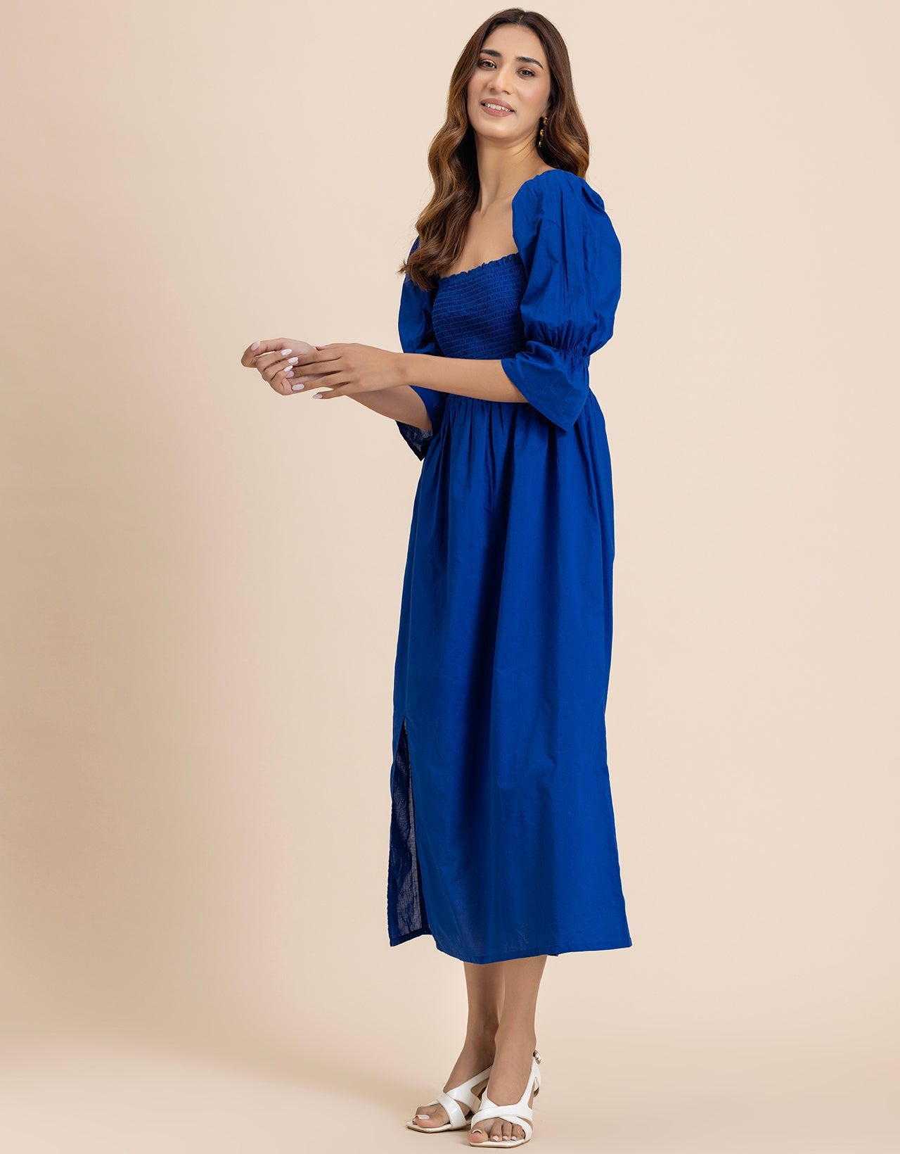 Square Neck Multi-Wear Style Midi Dress For Women