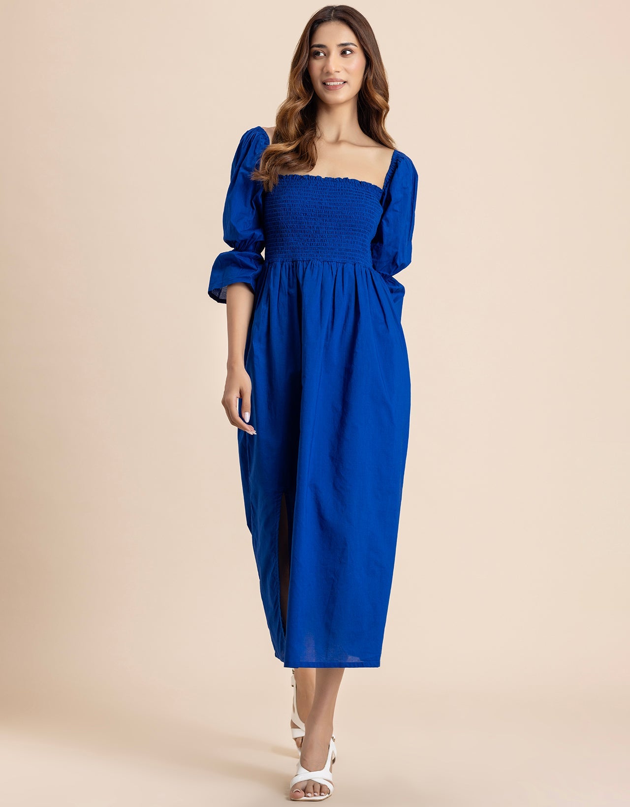 Square Neck Multi-Wear Style Midi Dress For Women