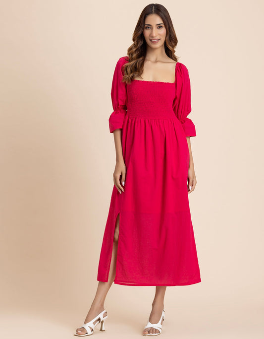 Square Neck Multi-Wear Style Midi Dress For Women