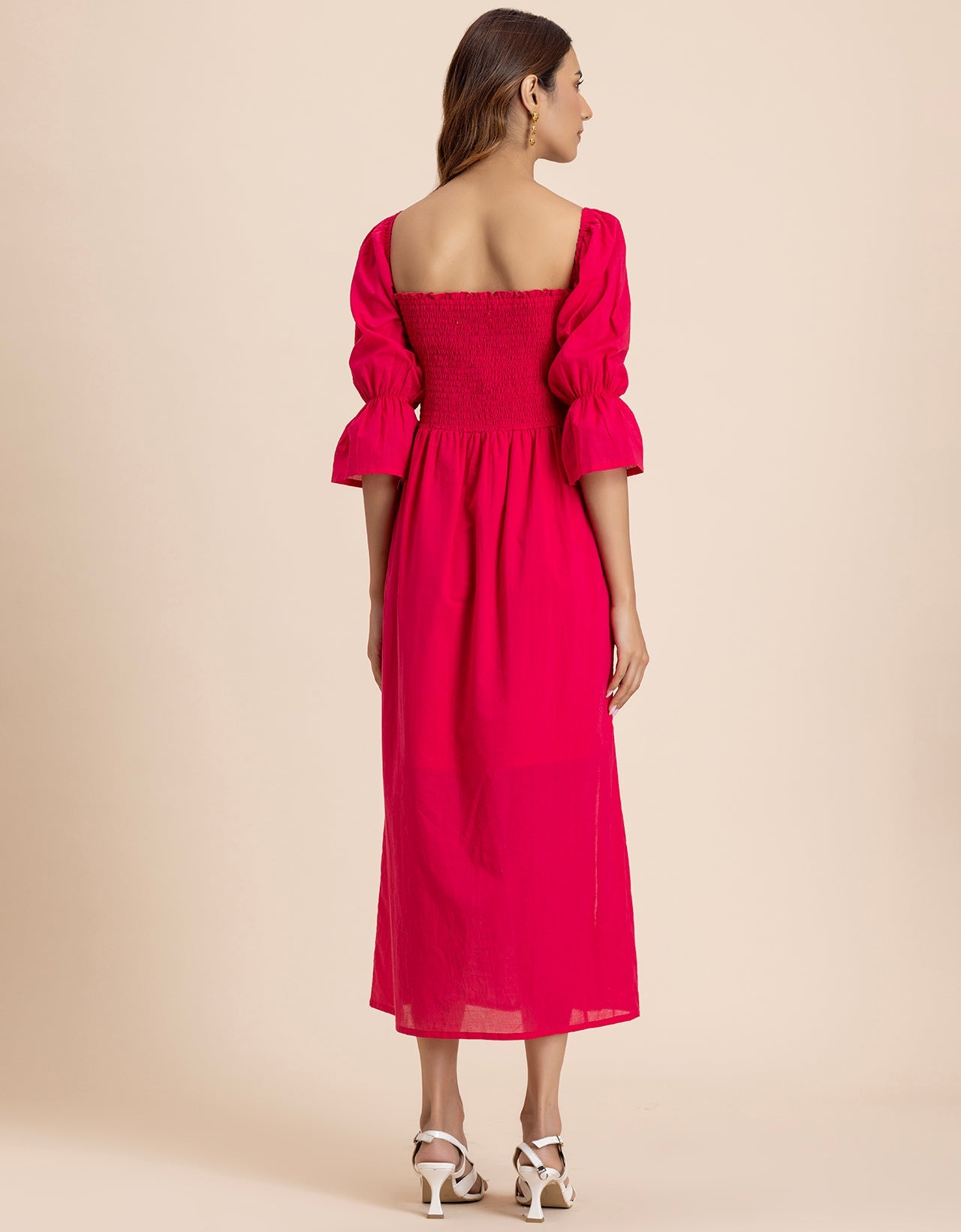 Square Neck Multi-Wear Style Midi Dress For Women