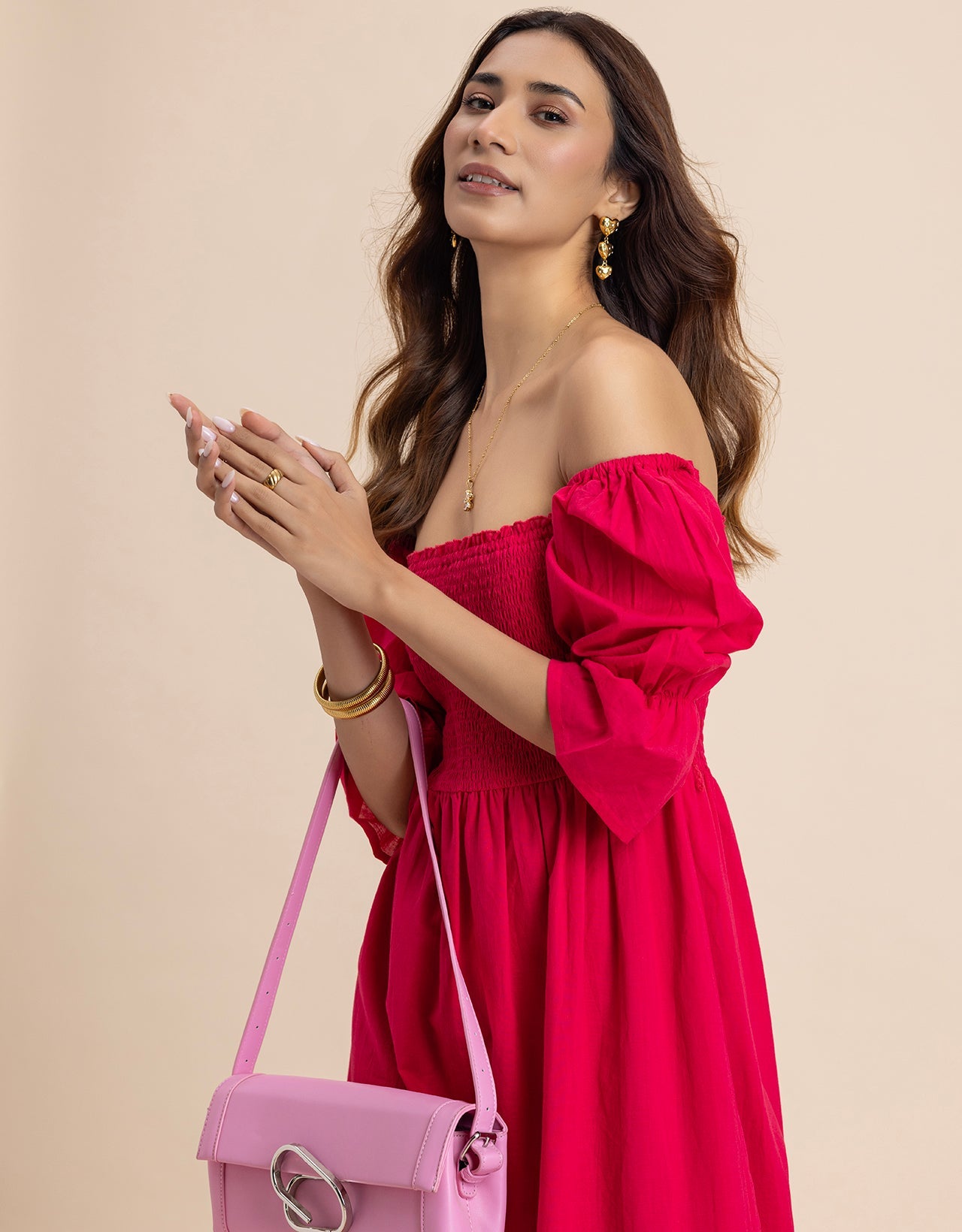 Square Neck Multi-Wear Style Midi Dress For Women