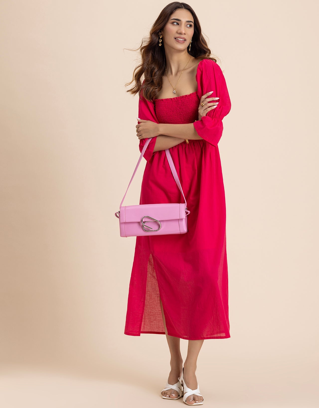 Square Neck Multi-Wear Style Midi Dress For Women