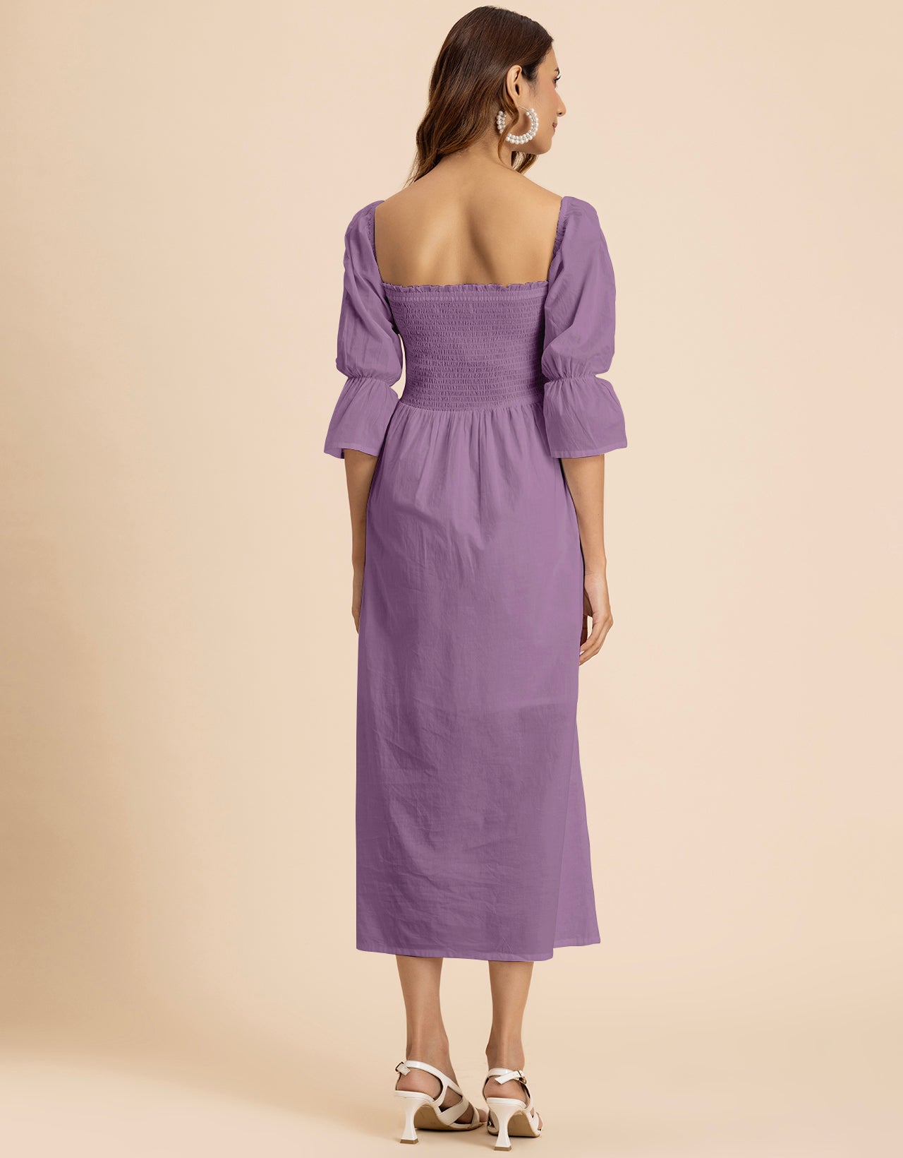 Square Neck Multi-Wear Style Midi Dress For Women