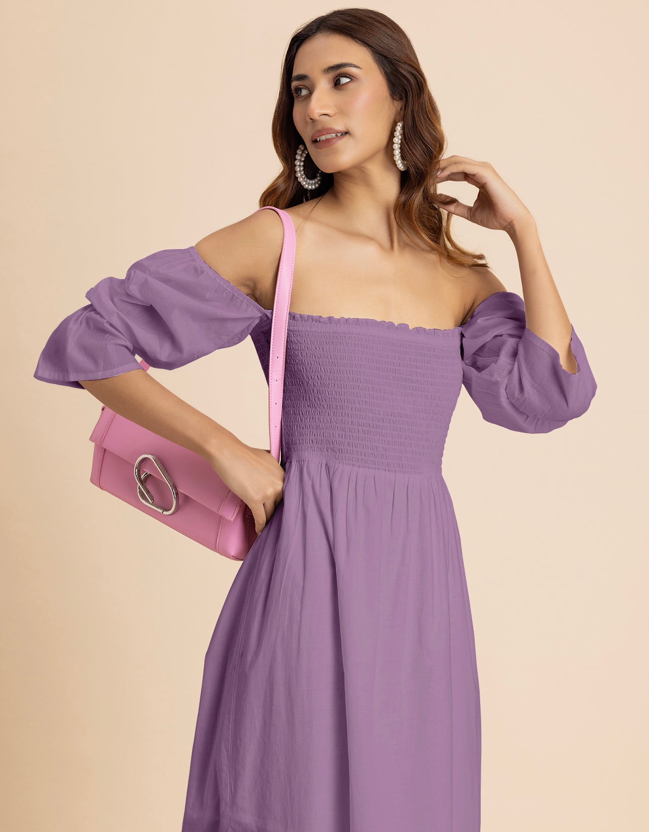 Square Neck Multi-Wear Style Midi Dress For Women