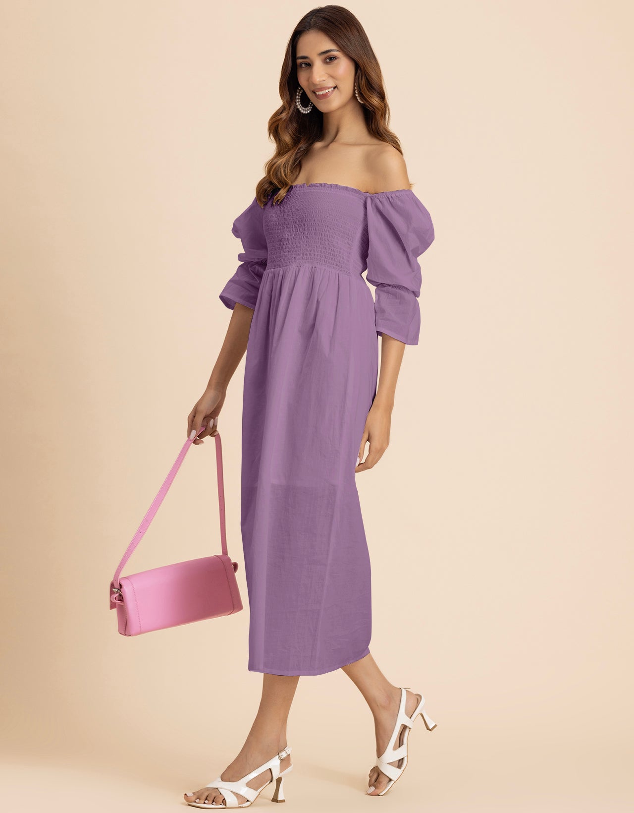 Square Neck Multi-Wear Style Midi Dress For Women