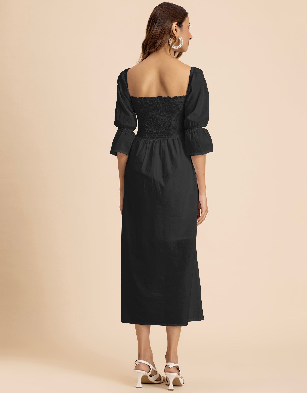 Square Neck Multi-Wear Style Midi Dress For Women