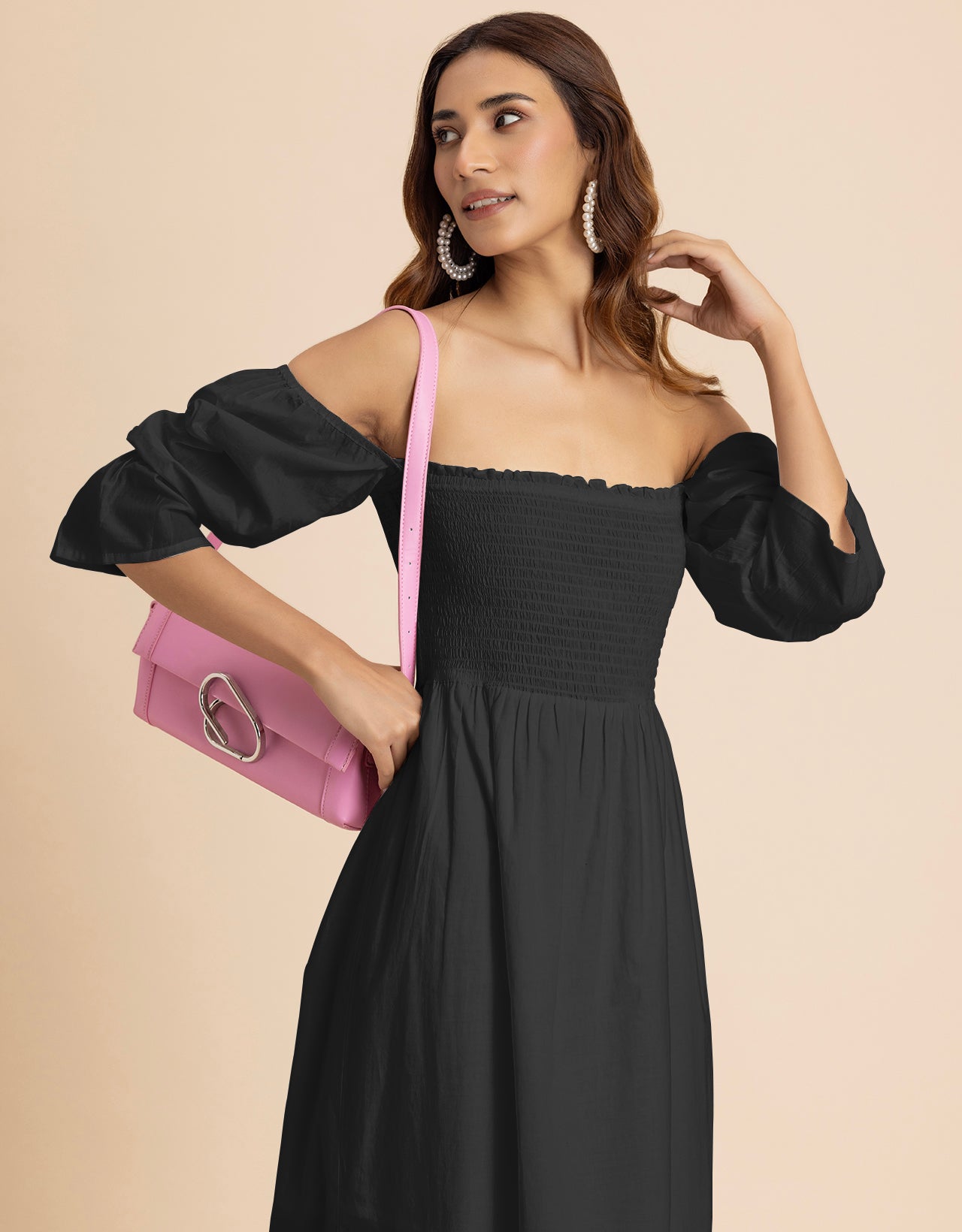 Square Neck Multi-Wear Style Midi Dress For Women