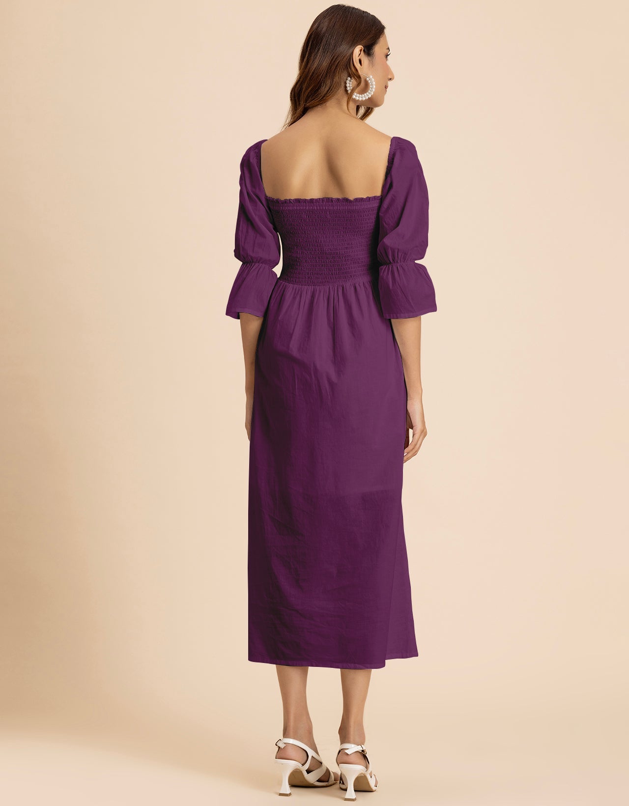 Square Neck Multi-Wear Style Midi Dress For Women