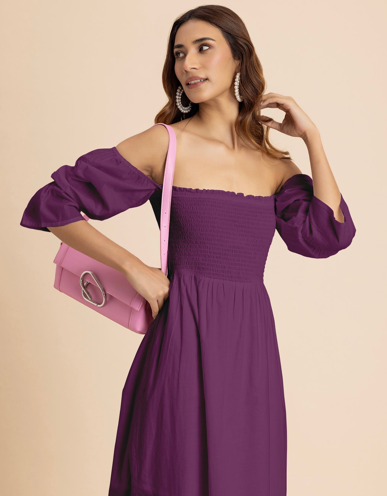 Square Neck Multi-Wear Style Midi Dress For Women