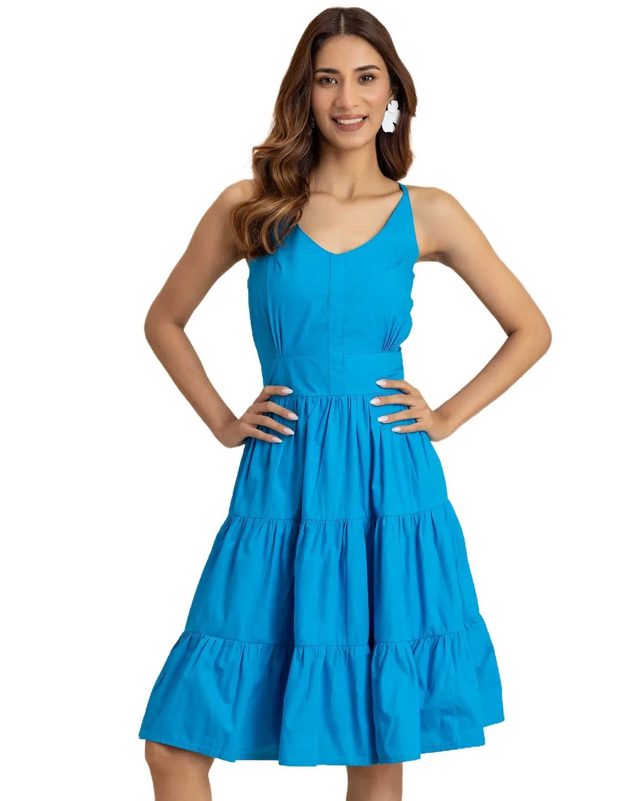 Knee Length Cotton Casual Cute Summer Dress For Women