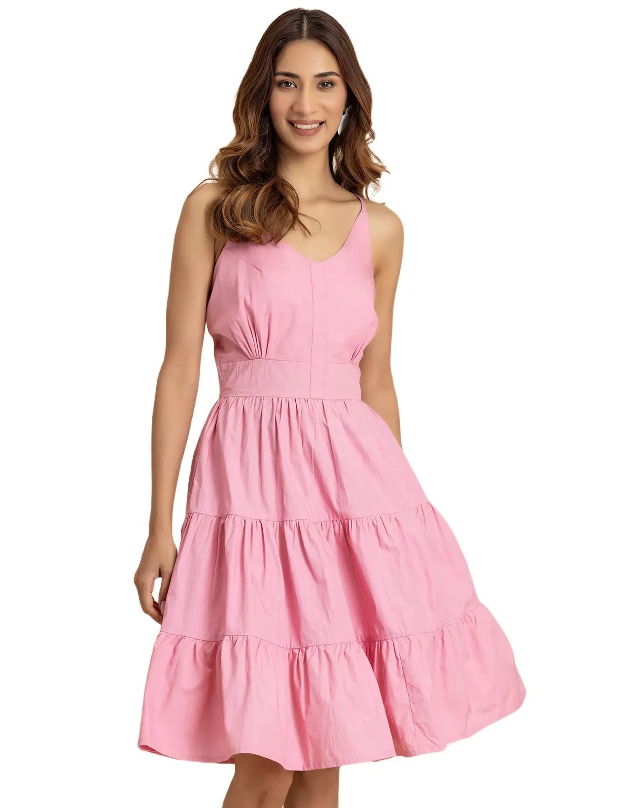 Knee Length Cotton Casual Cute Summer Dress For Women