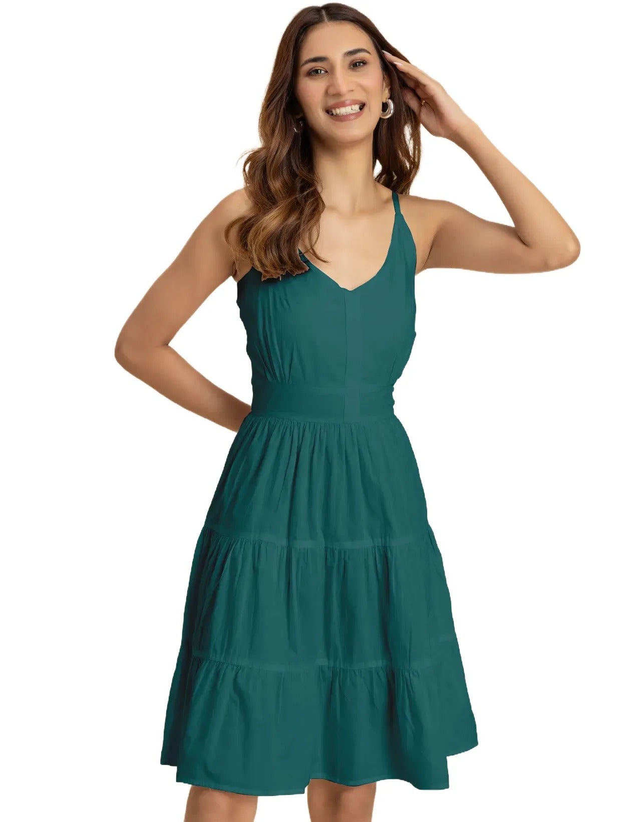 Knee Length Cotton Casual Cute Summer Dress For Women