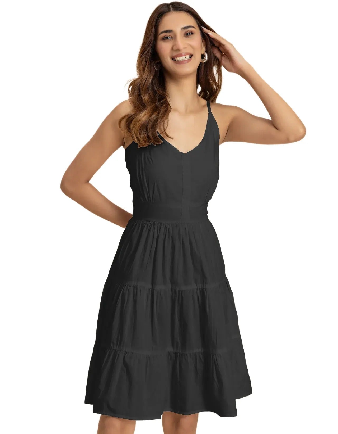 Knee Length Cotton Casual Cute Summer Dress For Women