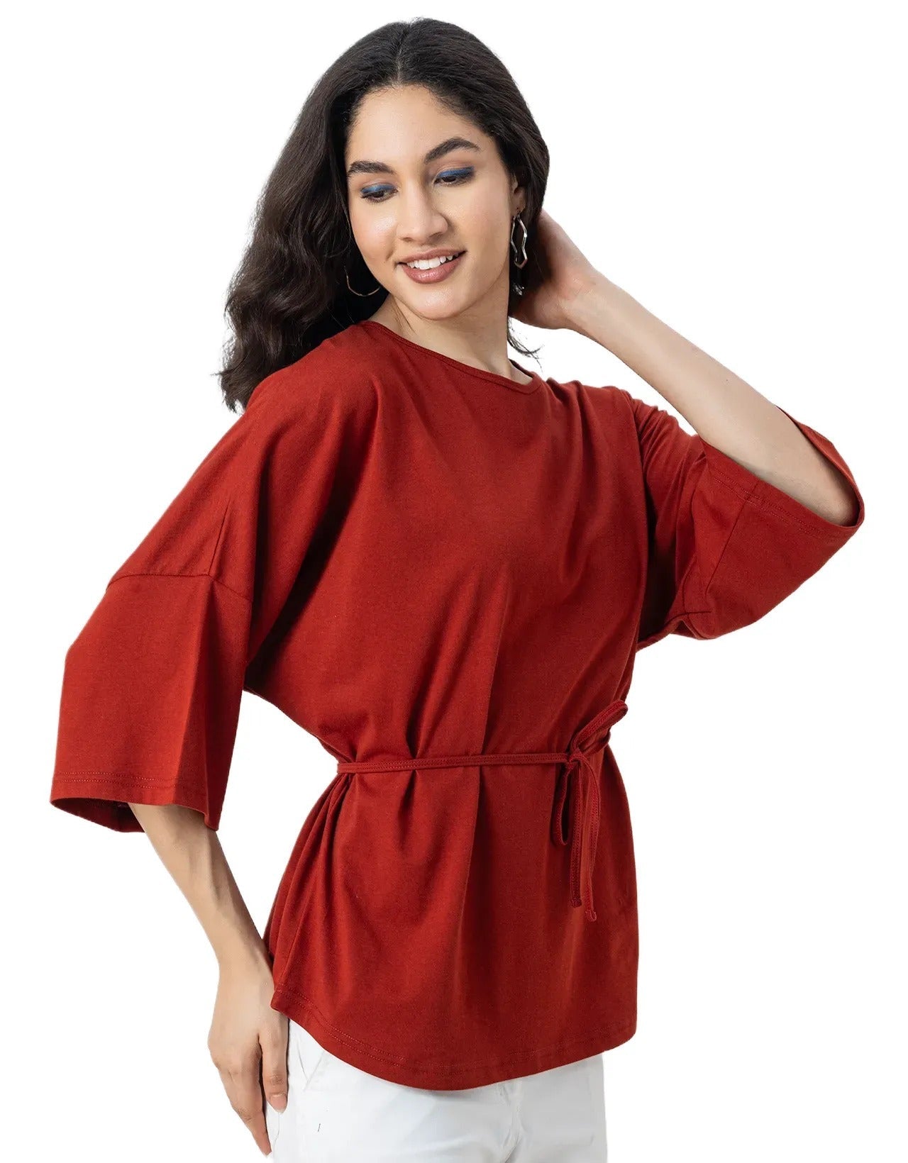 Solid Long Length Top Women Summer Tee