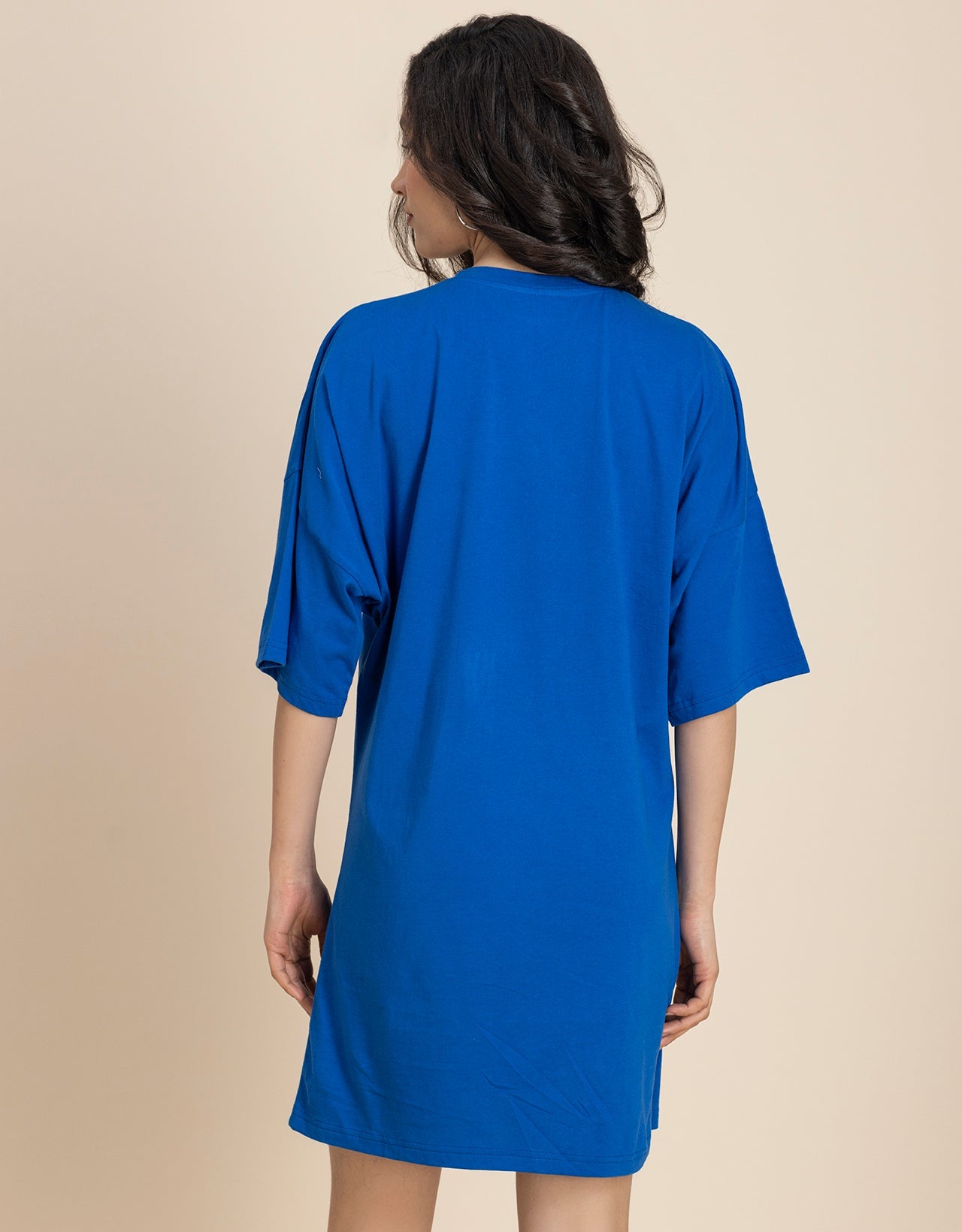 Solid Loose Fit Tshirt Dress For Women