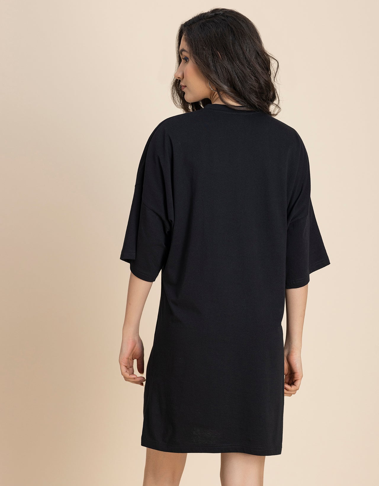 Solid Loose Fit Tshirt Dress For Women