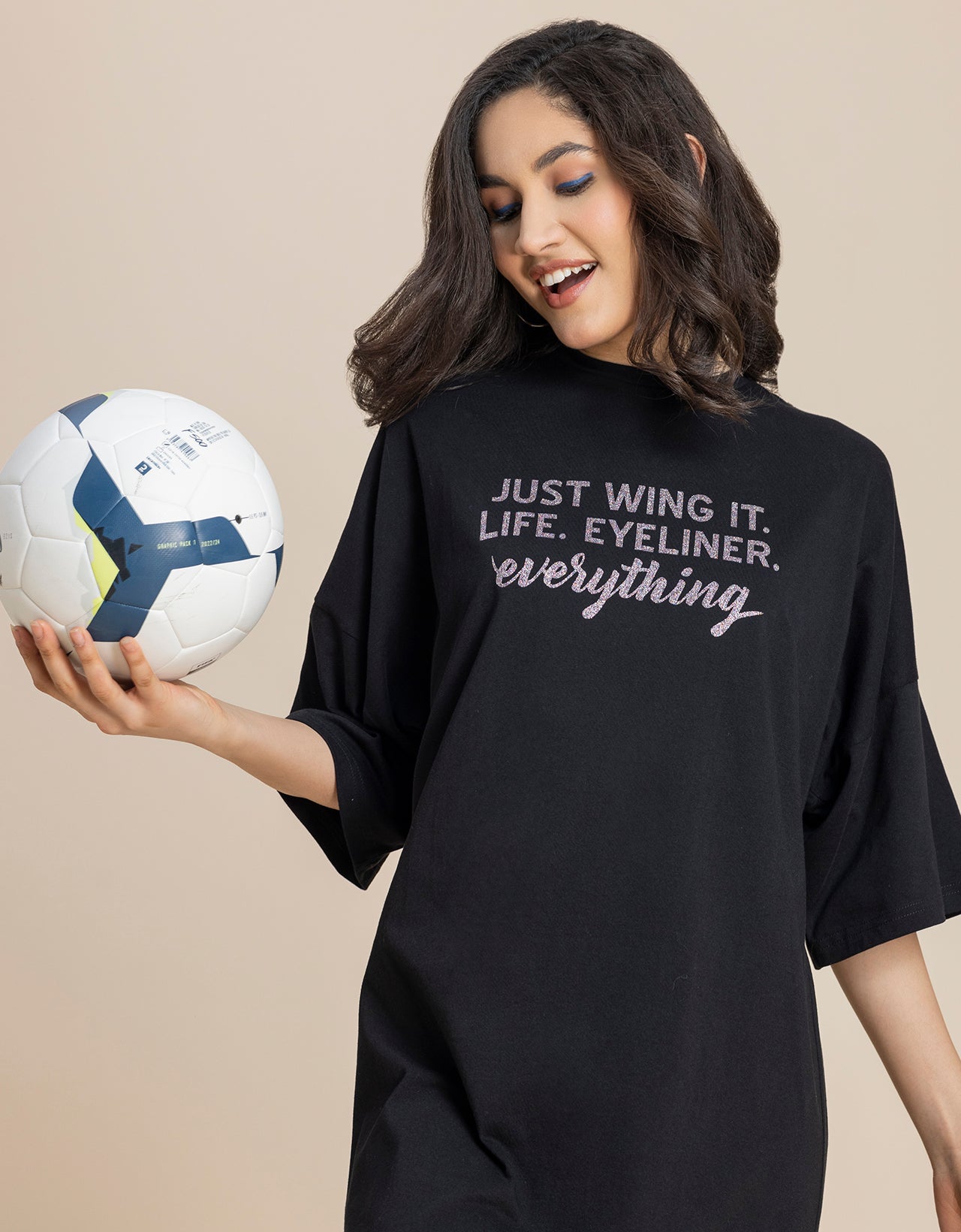 Solid Loose Fit Tshirt Dress For Women