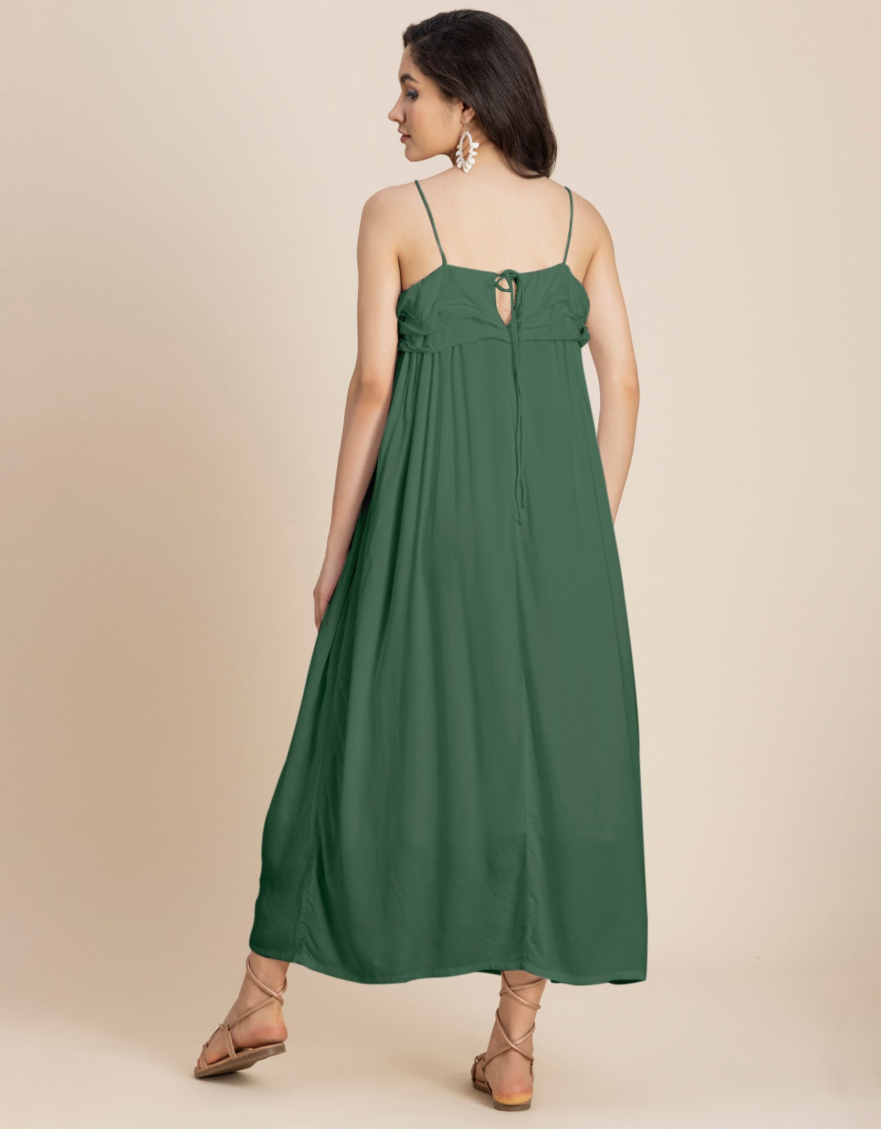 Women Solid Maxi Chic Frill Summer Dress