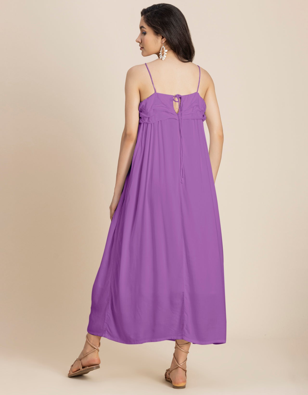 Women Solid Maxi Chic Frill Summer Dress