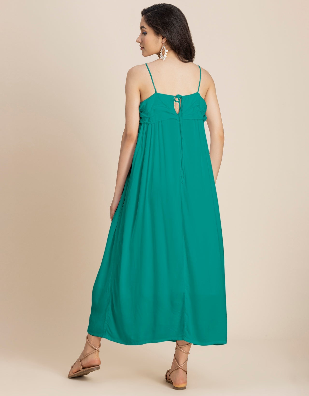 Women Solid Maxi Chic Frill Summer Dress