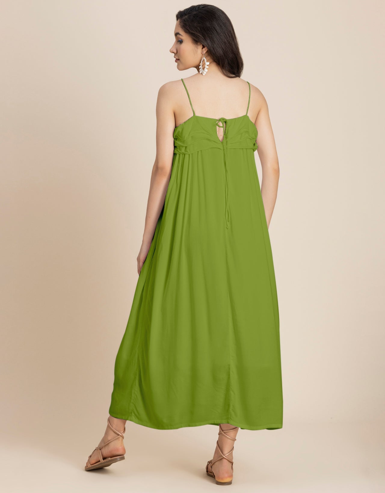 Women Solid Maxi Chic Frill Summer Dress