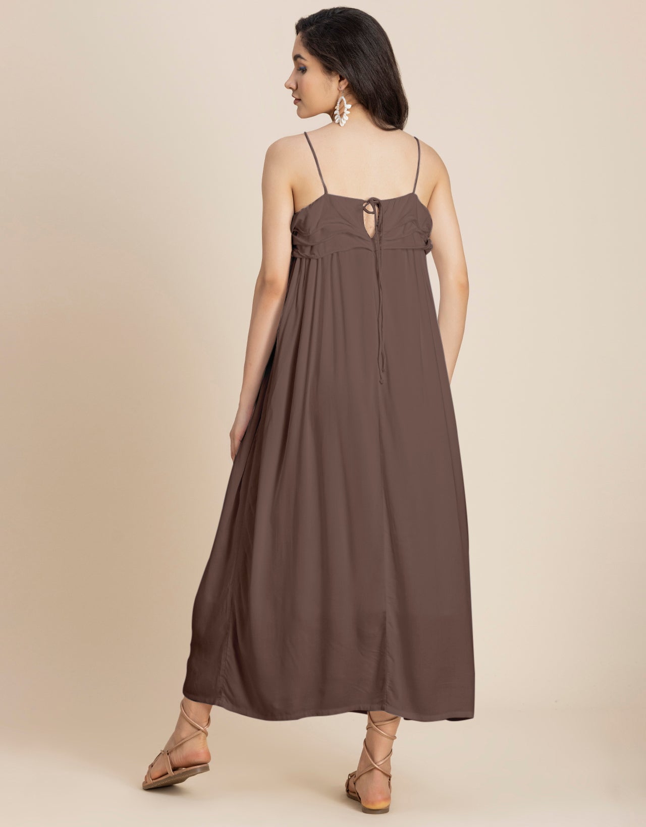 Women Solid Maxi Chic Frill Summer Dress