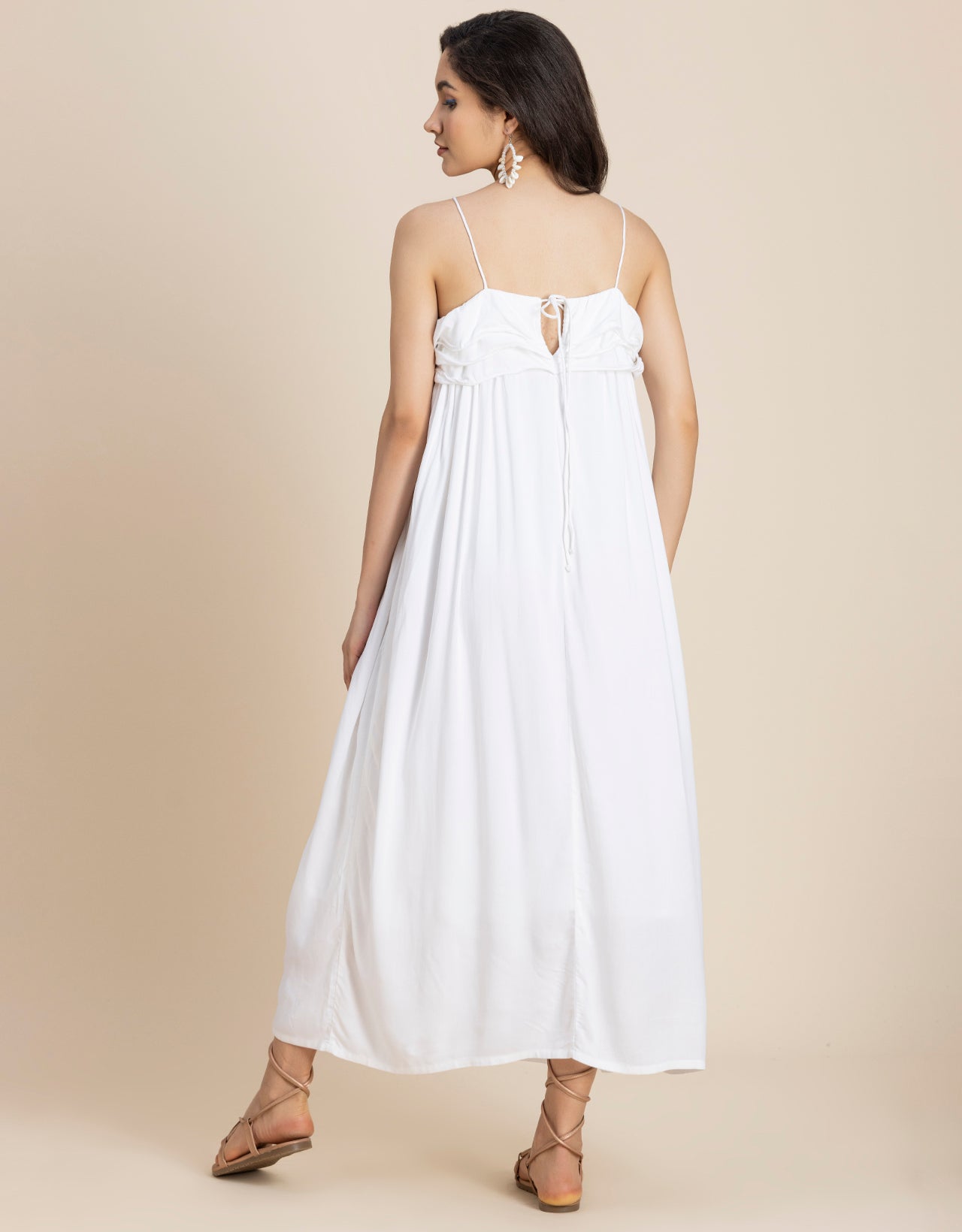Women Solid Maxi Chic Frill Summer Dress