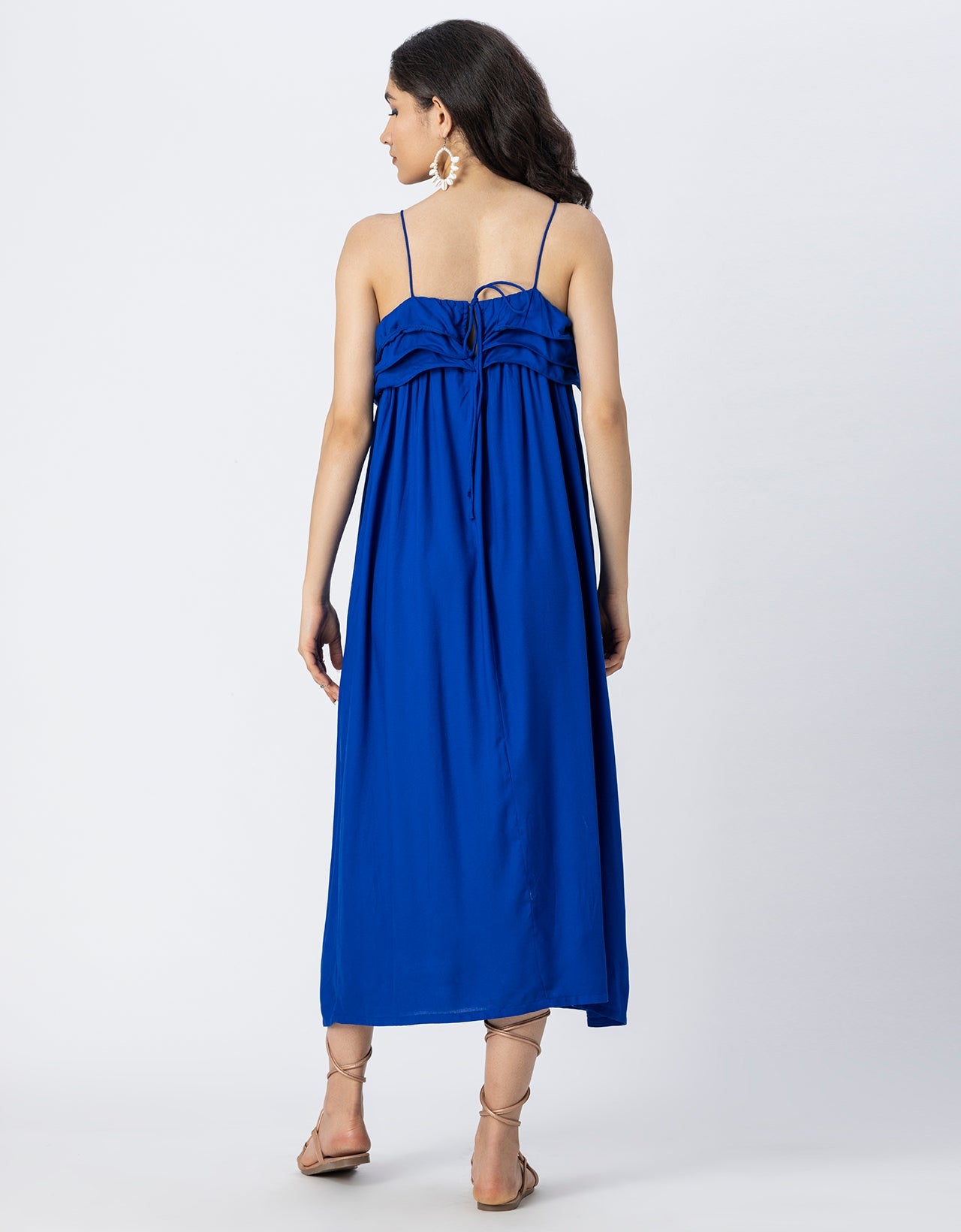 Women Solid Maxi Chic Frill Summer Dress