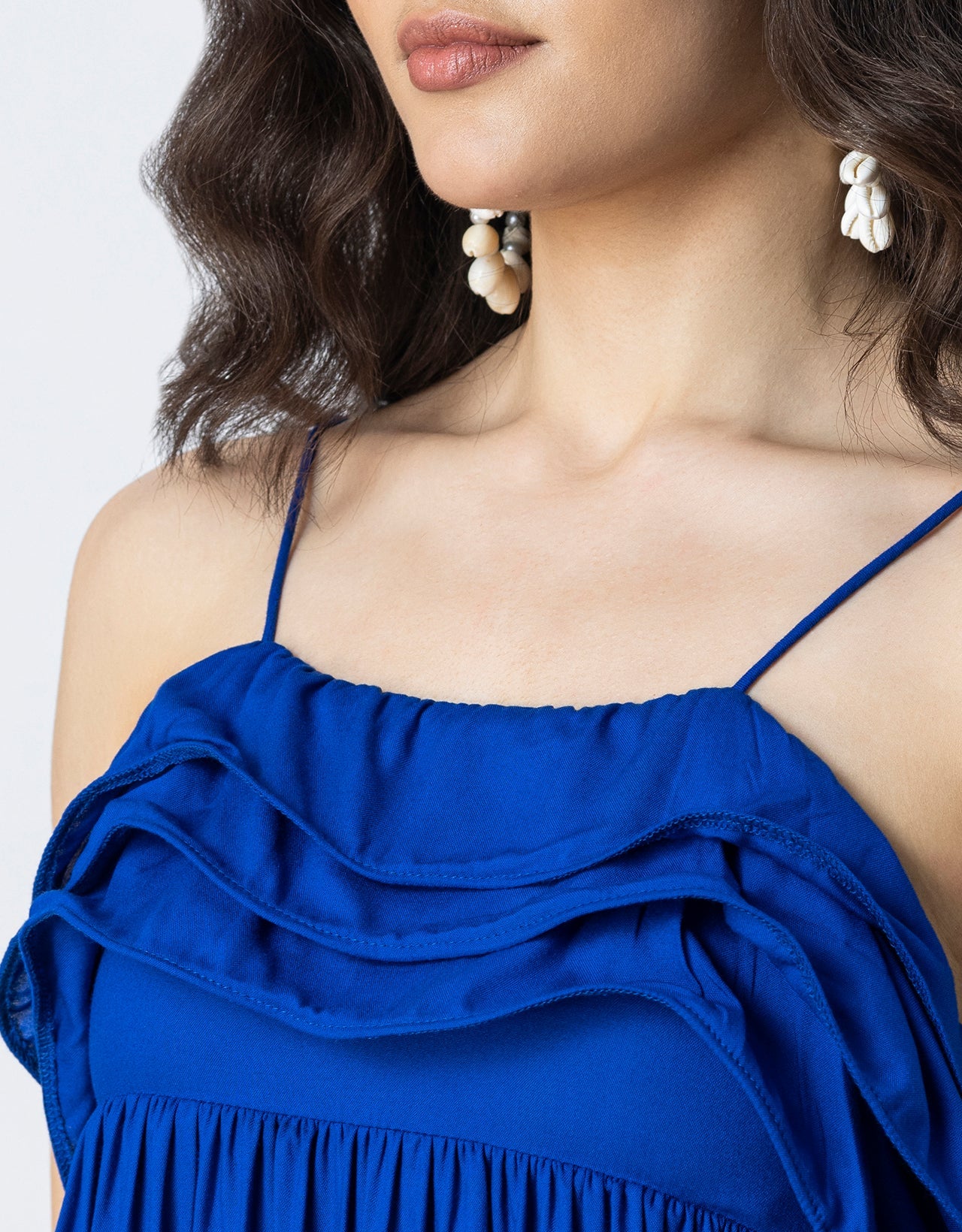 Women Solid Maxi Chic Frill Summer Dress