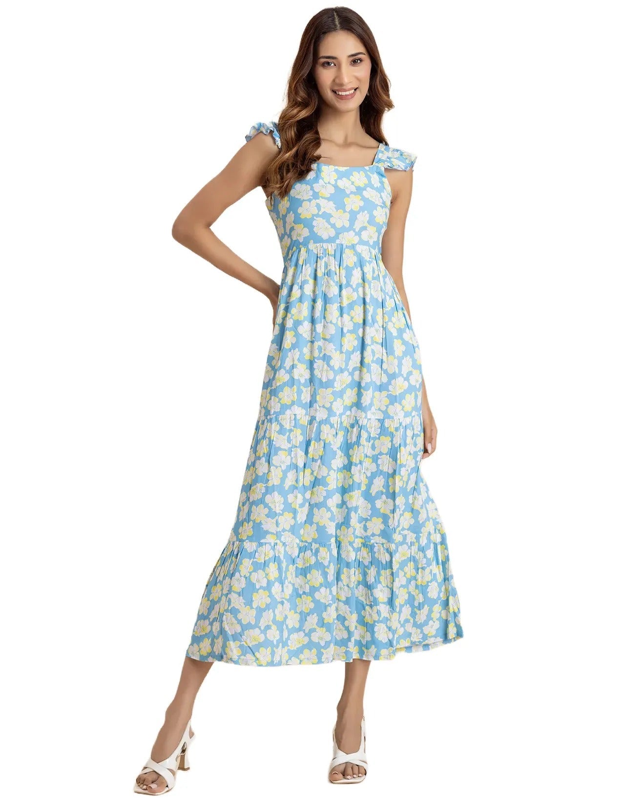 Printed Sleeveless Dress With Pockets Vacation Maxi Dress