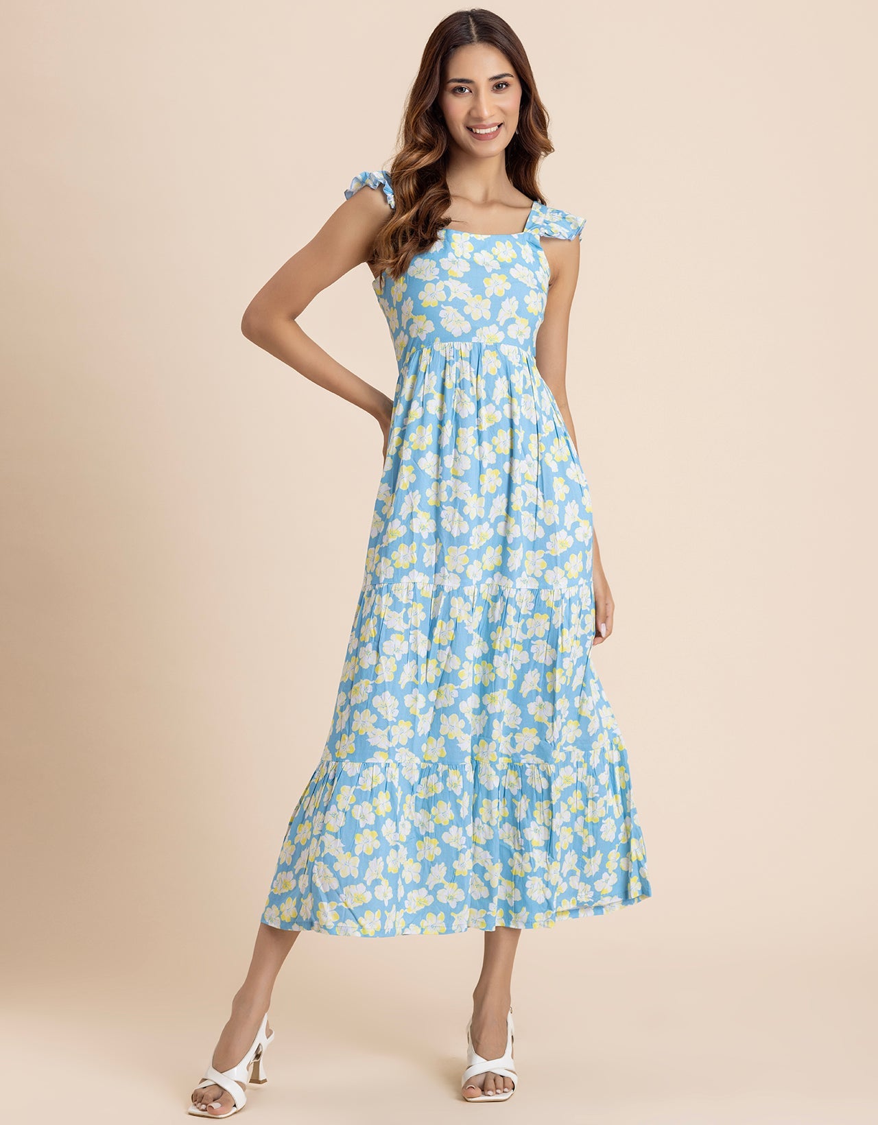 Printed Sleeveless Dress With Pockets Vacation Maxi Dress