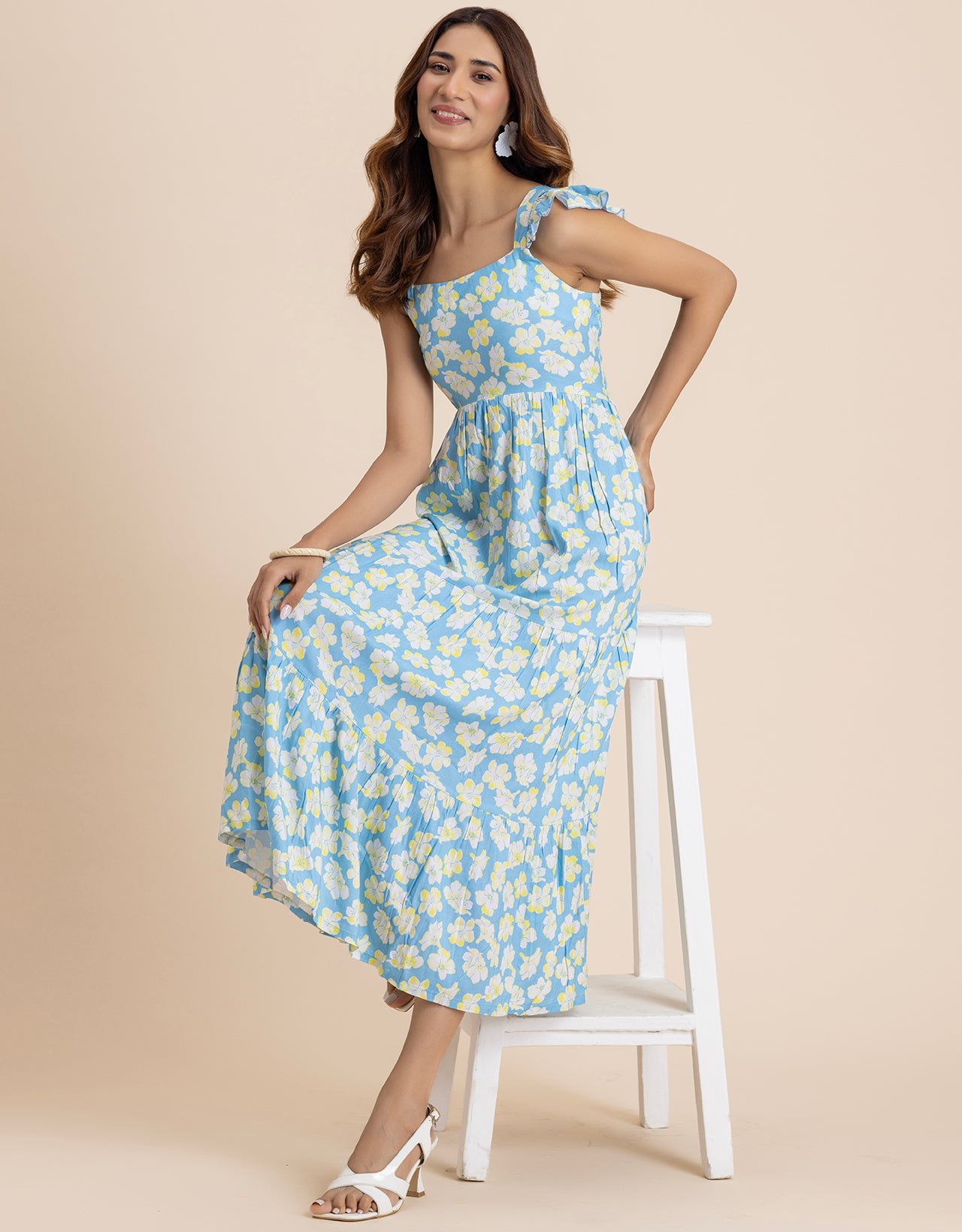Printed Sleeveless Dress With Pockets Vacation Maxi Dress