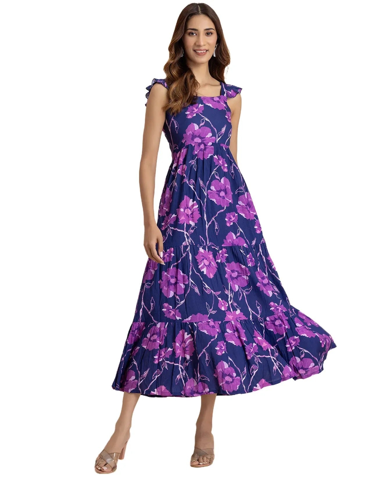 Printed Sleeveless Dress With Pockets Vacation Maxi Dress