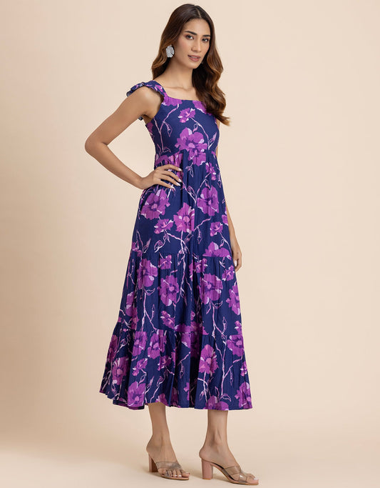 Printed Sleeveless Dress With Pockets Vacation Maxi Dress