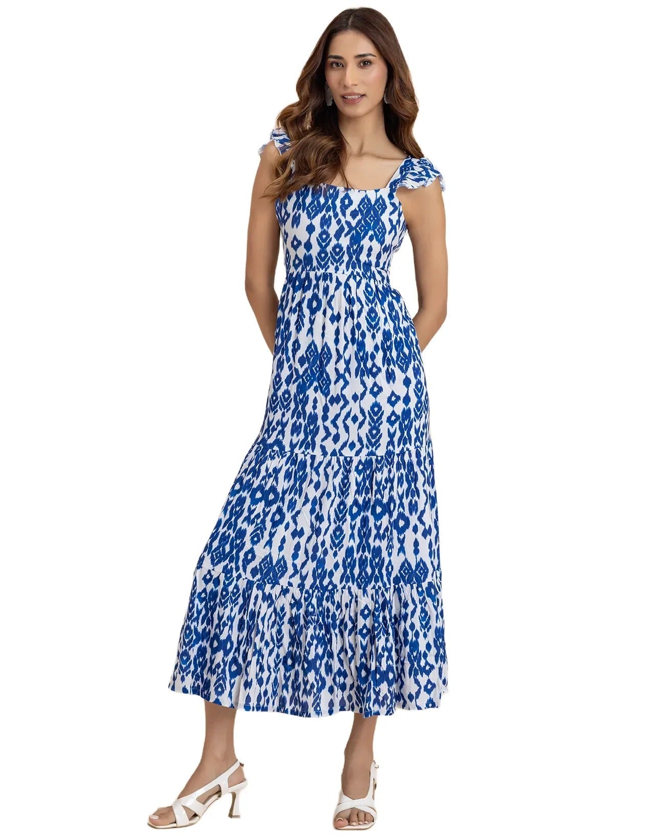 Printed Sleeveless Dress With Pockets Vacation Maxi Dress