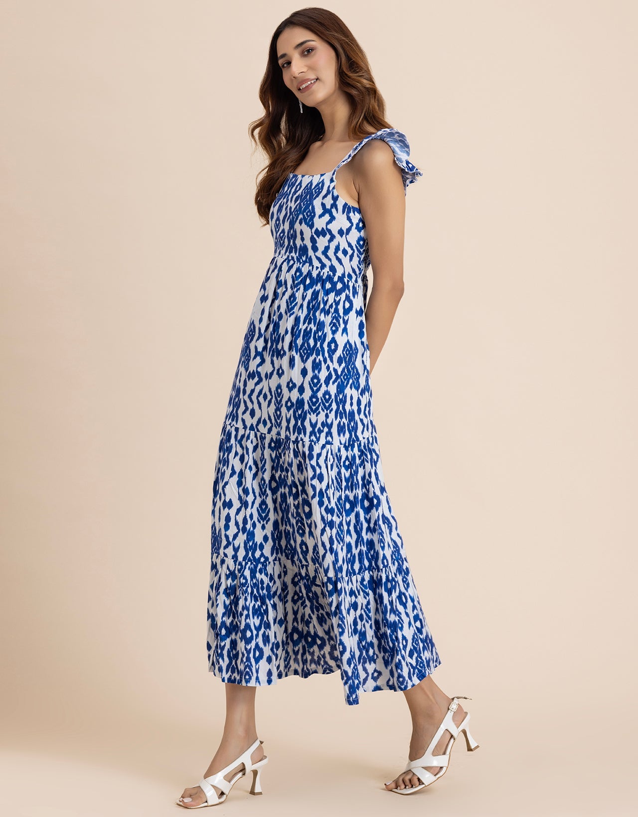 Printed Sleeveless Dress With Pockets Vacation Maxi Dress