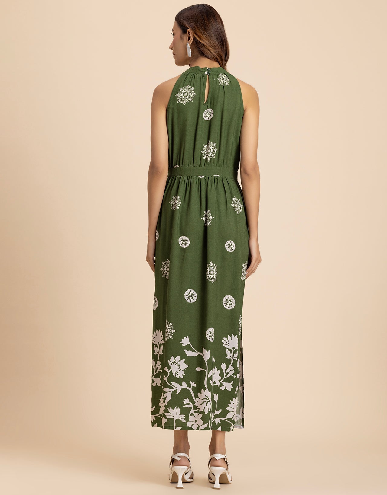 Sleeveless Cutout Style Maxi Dress With Side Slit