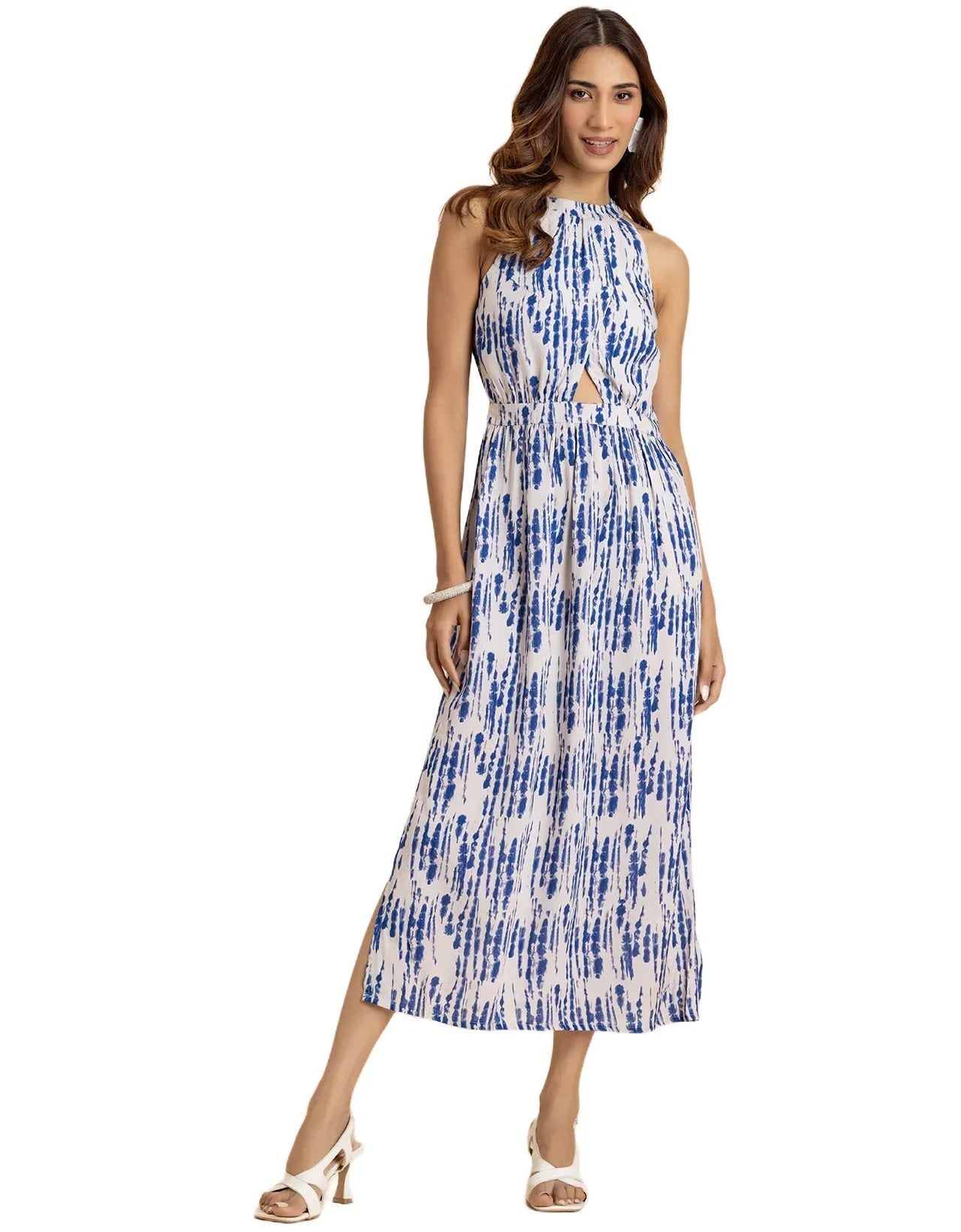 Sleeveless Cutout Style Maxi Dress With Side Slit