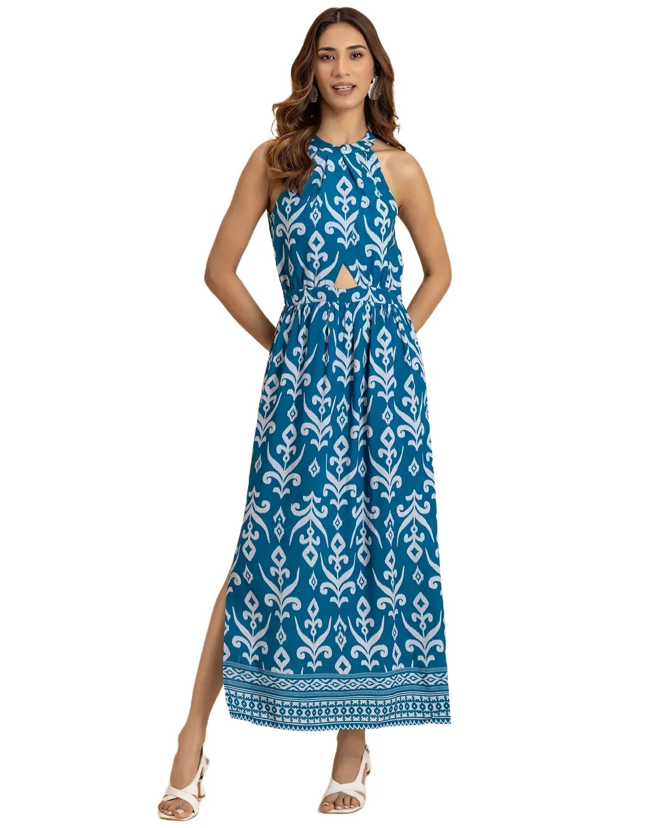 Sleeveless Cutout Style Maxi Dress With Side Slit