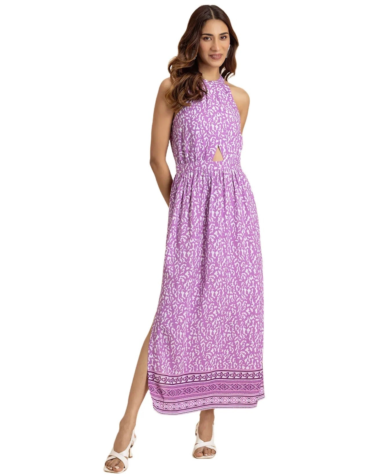Sleeveless Cutout Style Maxi Dress With Side Slit