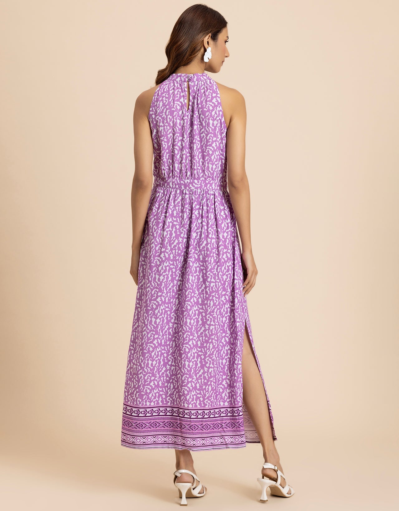 Sleeveless Cutout Style Maxi Dress With Side Slit