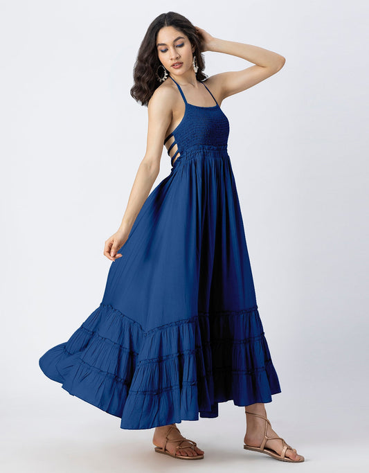 Backless Style Maxi Beach Tiered Dress