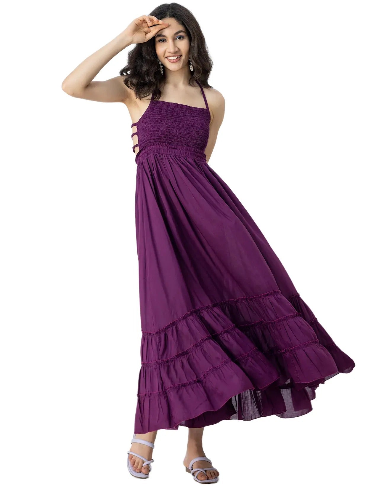 Backless Style Maxi Beach Tiered Dress