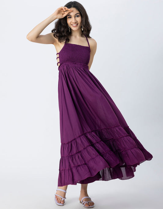 Backless Style Maxi Beach Tiered Dress