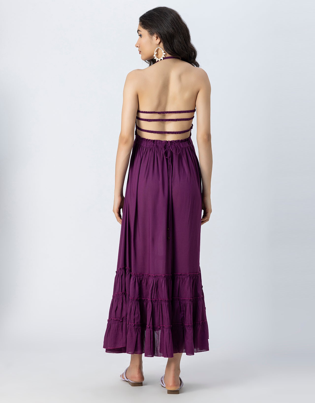 Backless Style Maxi Beach Tiered Dress