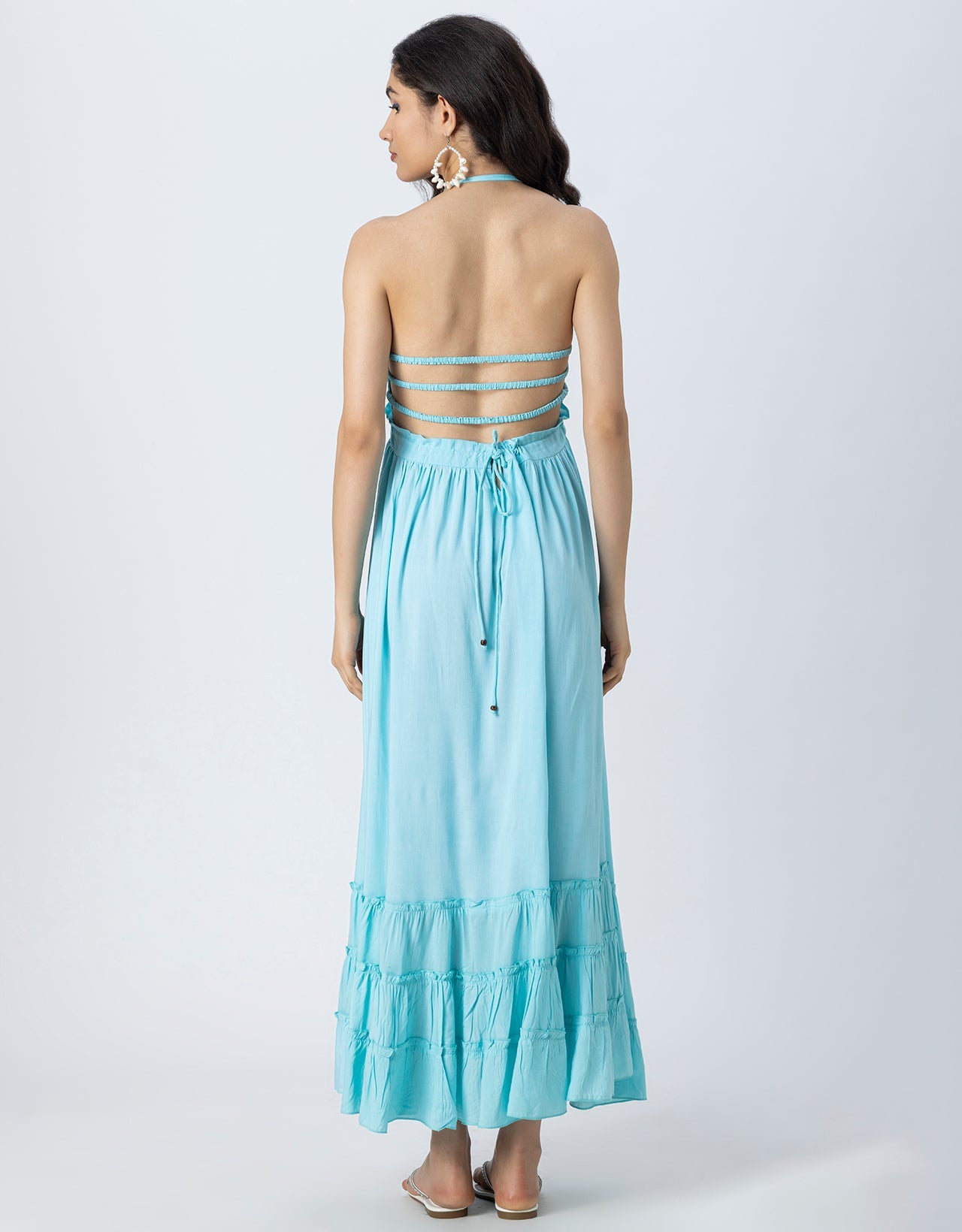 Backless Style Maxi Beach Tiered Dress