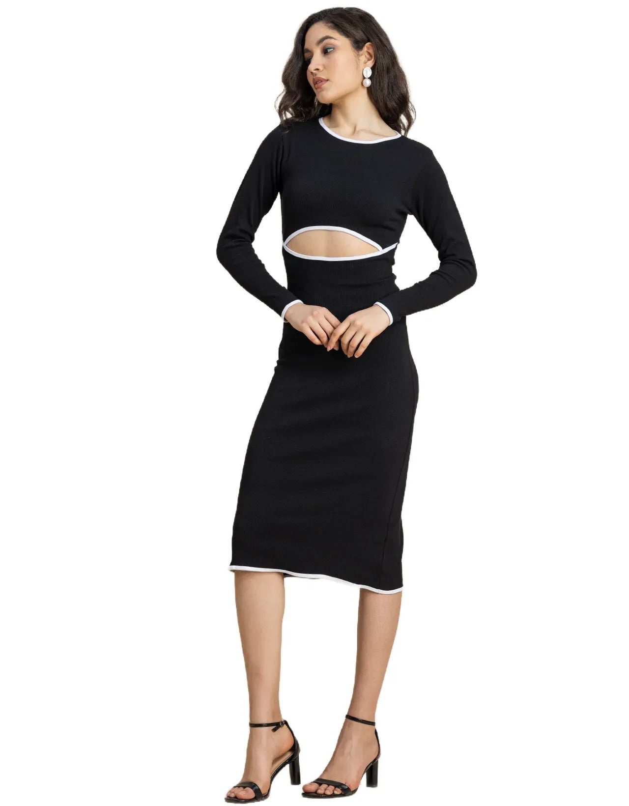 Long Sleeves Maxi Length Bodycon Dress