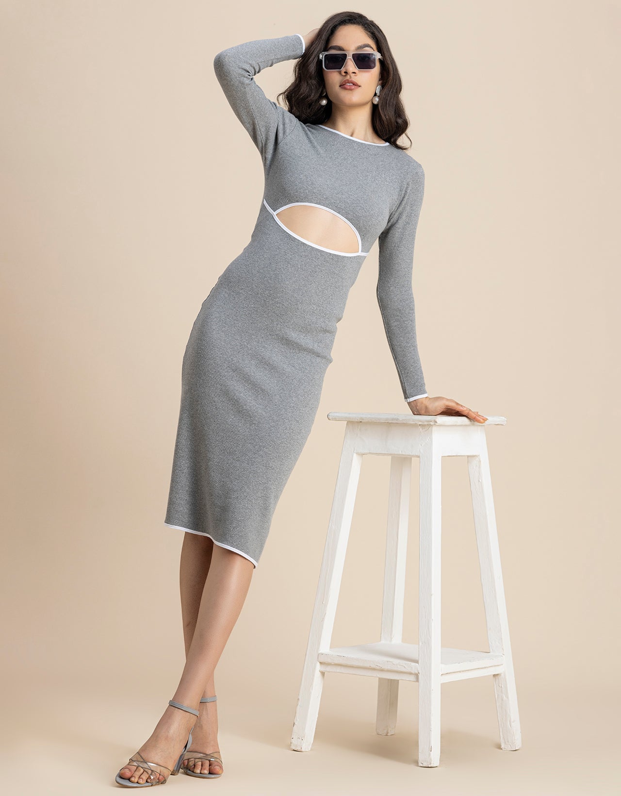 Long Sleeves Maxi Length Bodycon Dress