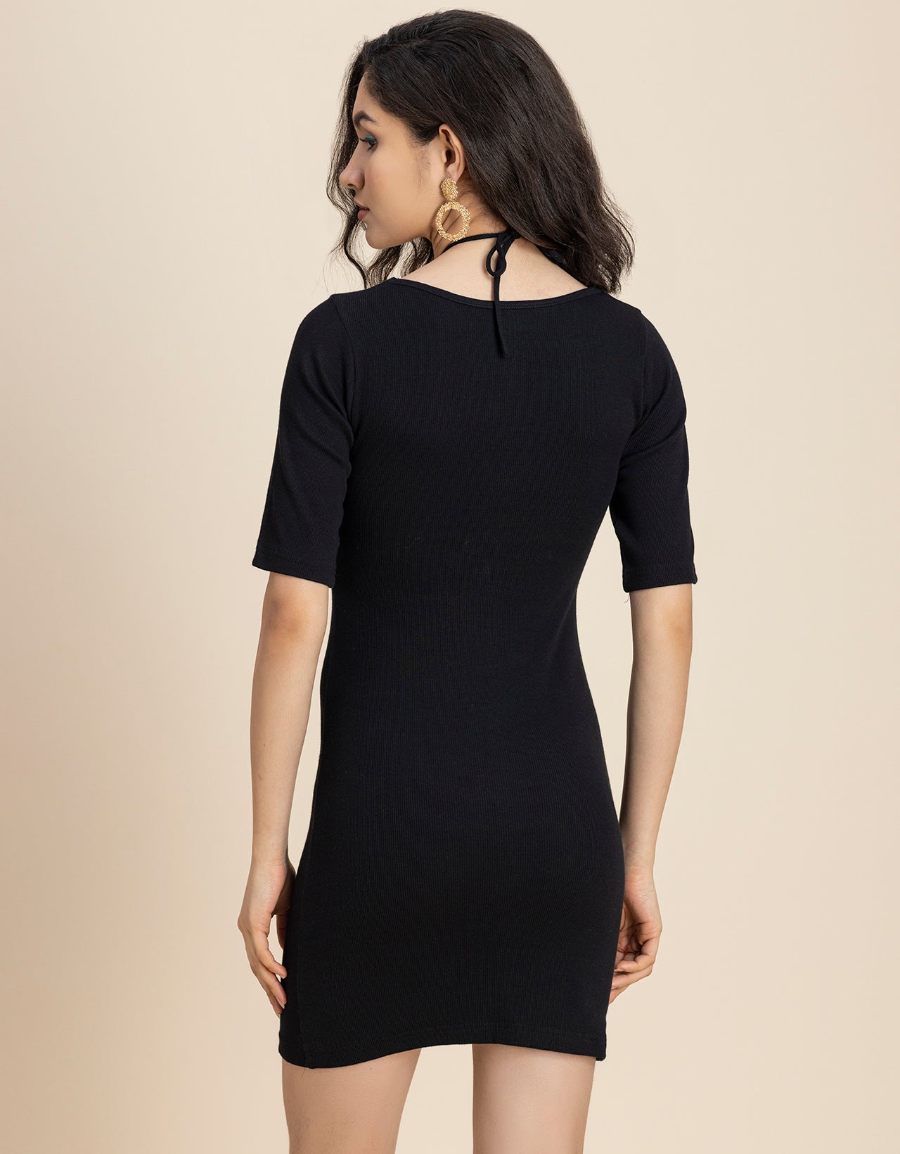 Solid Tie Up Midi Casual Dress For Women